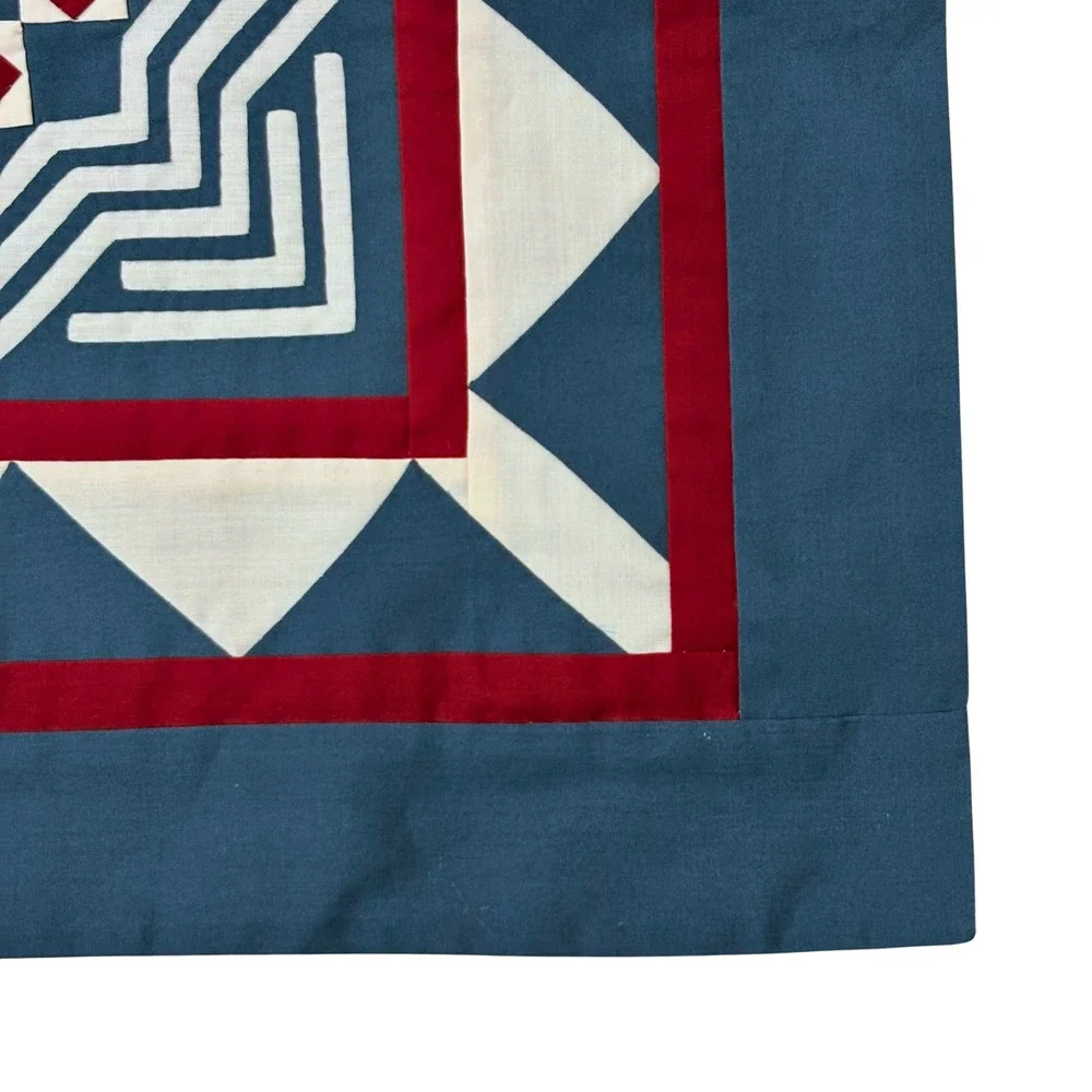 Handcrafted Reverse Applique Square Pillow Cover 16x16 Boho Star Diamond Hmong